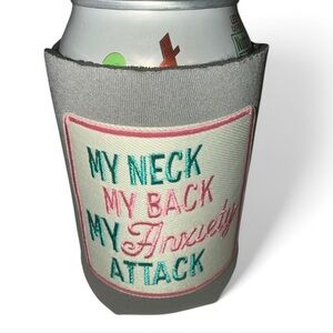 Gray Can Cooler with Fun Embroidery